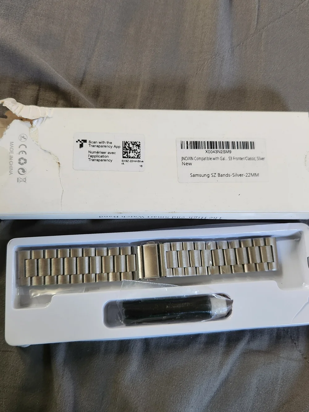 JNCVXN Silver Stainless Steel Smart Watch Band - Metal Link Bracelet